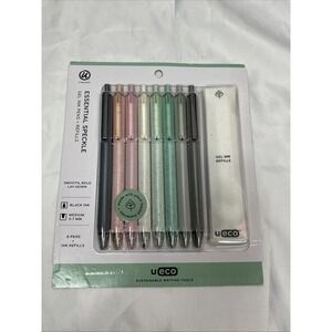 U Brand U-Eco 8 Ct Gel Ink Pens w Refills Essential Speckle 0.7 MM Black Ink